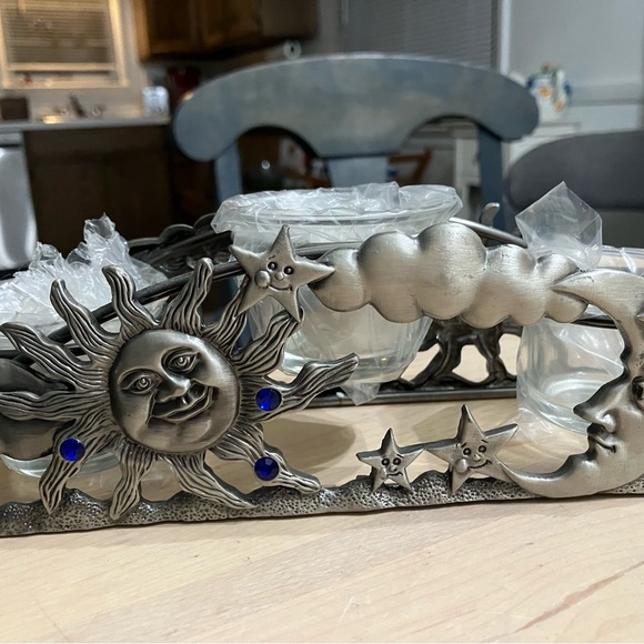 NWOT Spoontique Pewter Metal Arch Celestial Candle Holder - Picture 2 of 14
